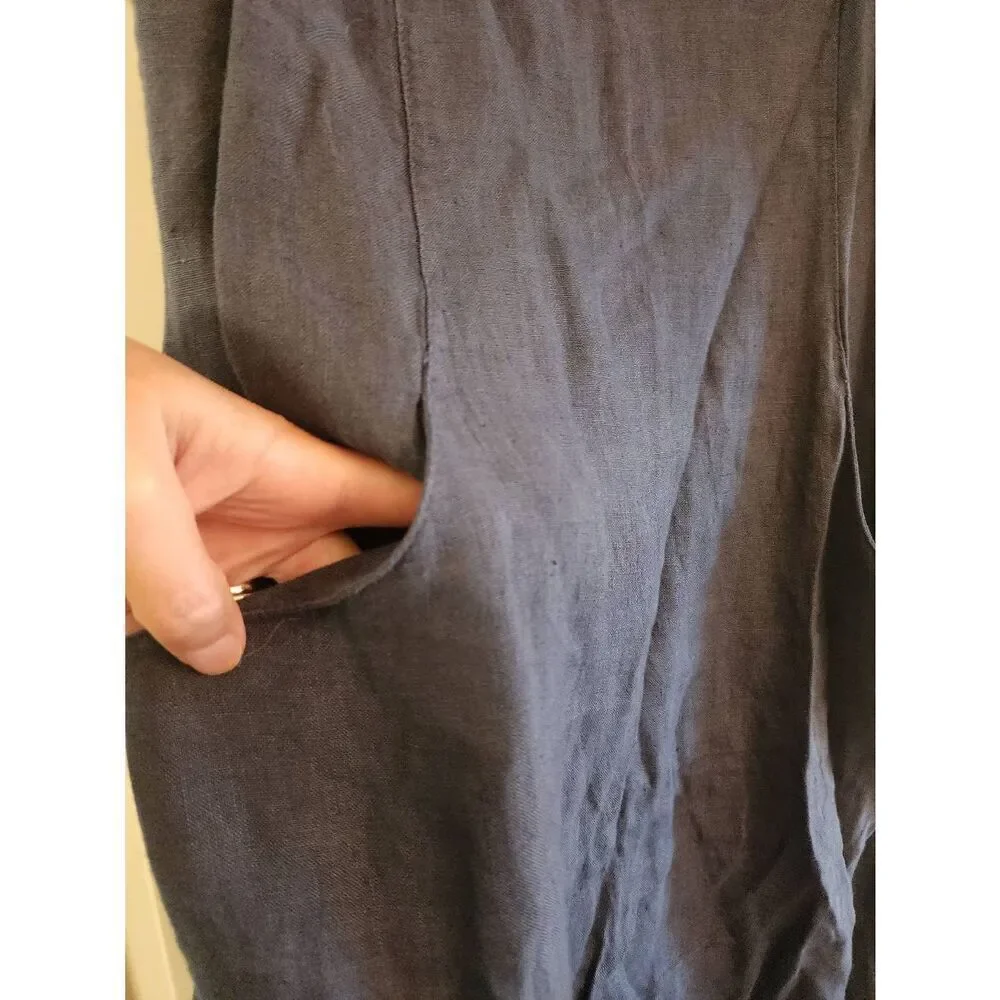 Lina Tomei linen dress size extra small blue - Picture 5 of 8